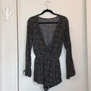 Forest green Floral Romper